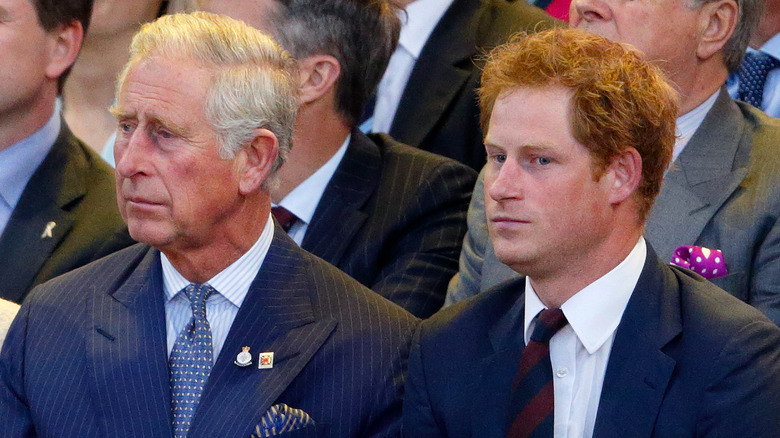 King Charles looks contemplative next to Prince Harry