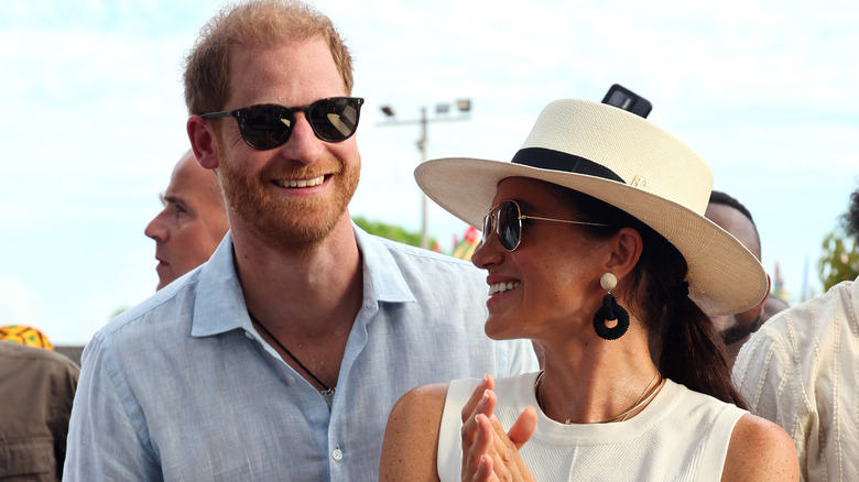 Prince Harry and Meghan Markle during their tour of Colombia in August 2024