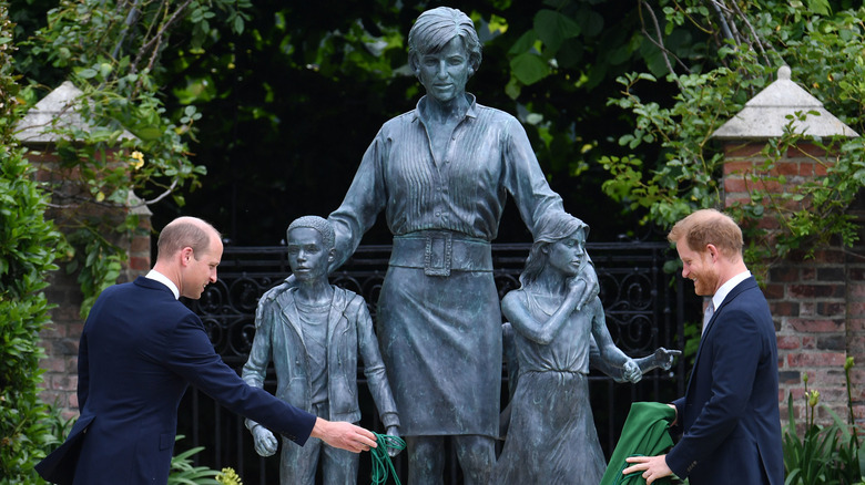 Prince William and Prince Harry unveiling Princess Diana statue