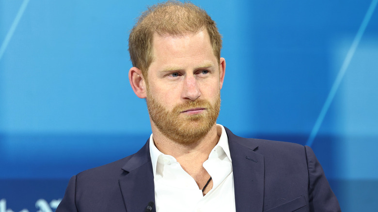 Prince Harry looking serious