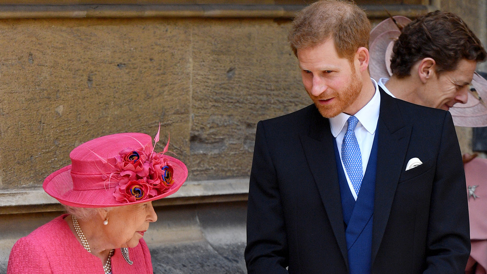 Queen Elizabeth and Prince Harry at event