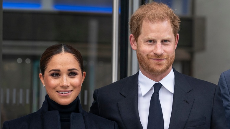 The Duke and Duchess of Sussex smiling