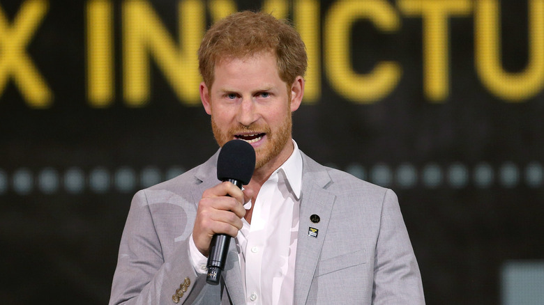 Prince Harry speaking at event