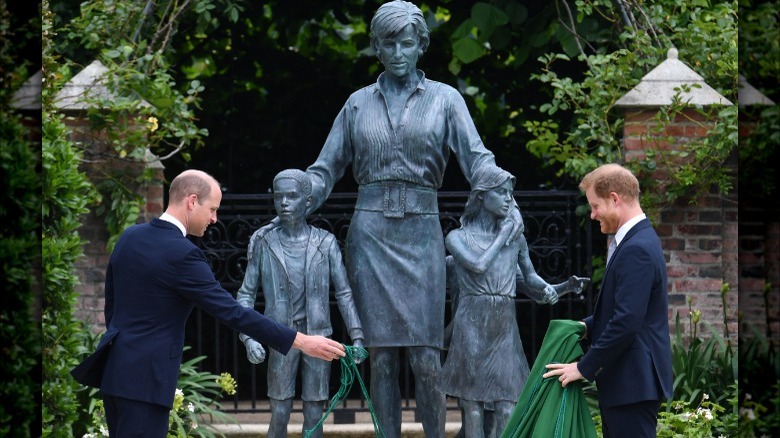 William and Harry unveiling Diana statue