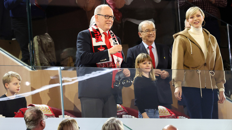 Princess Gabriella and Prince Jacques at Euroleague game in February 2024