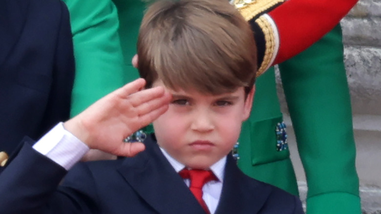 Prince Louis saluting