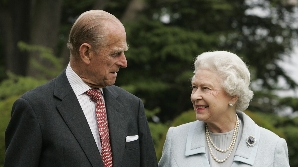 Prince Philip and Queen Elizabeth talk