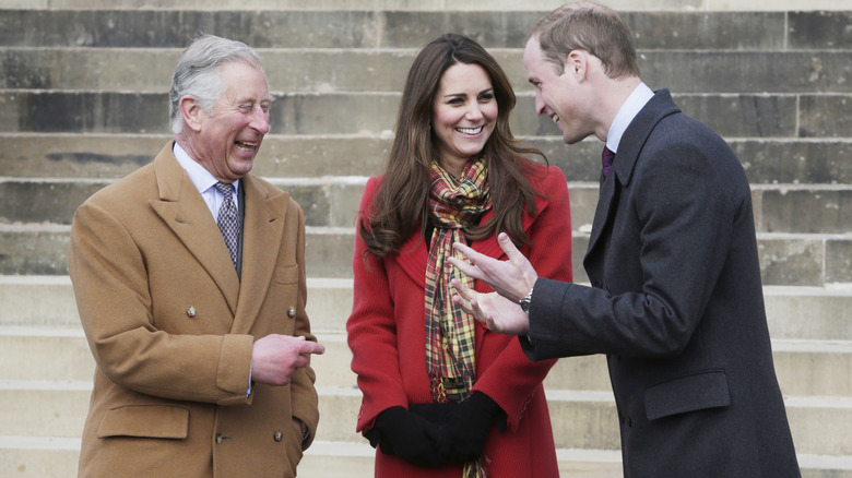 King Charles, Kate Middleton, and Prince William talking