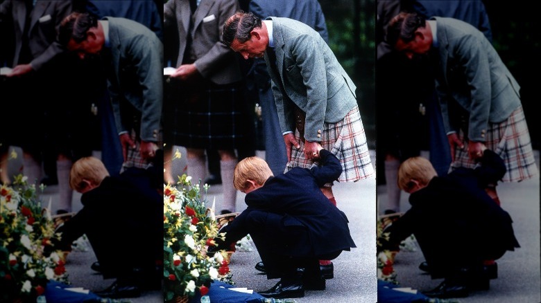 Prince Harry, Prince Charles at grave