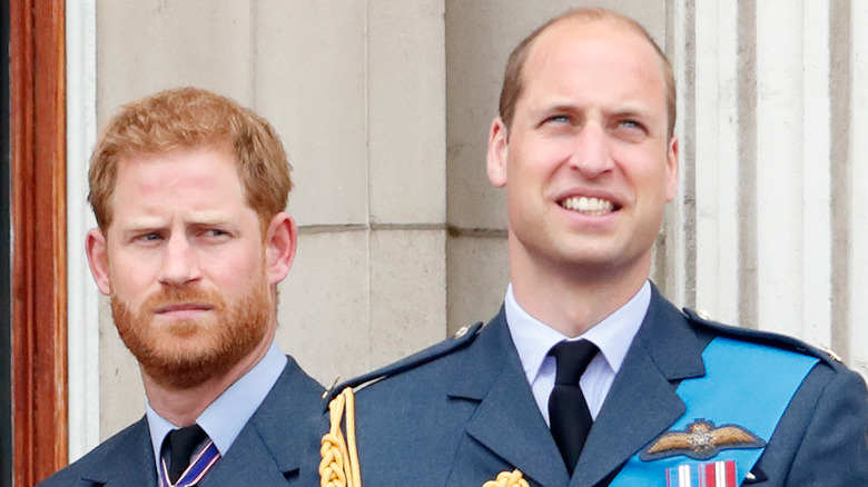 Prince Harry looking at Prince William