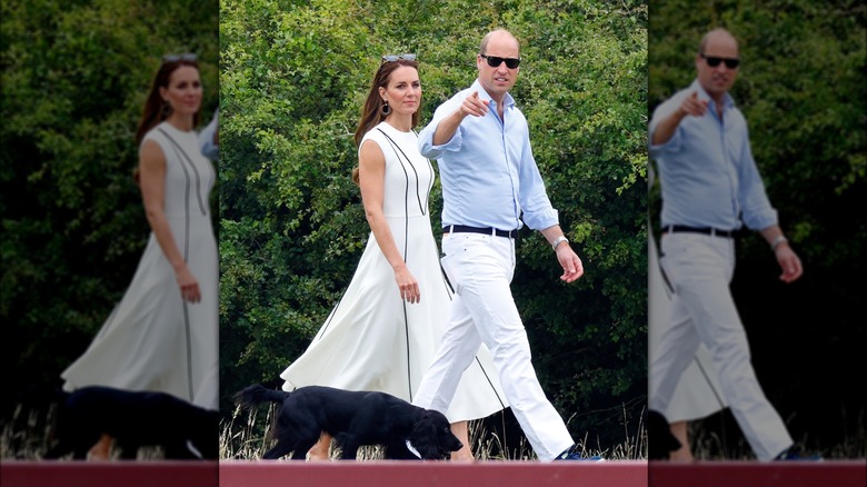 Prince William and Kate Middleton walking with their dog Orla