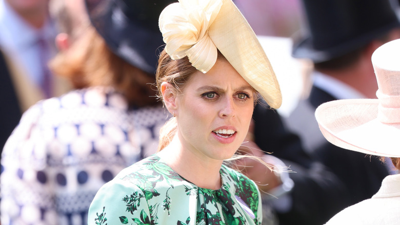 Princess Beatrice looking concerned at Royal Ascot