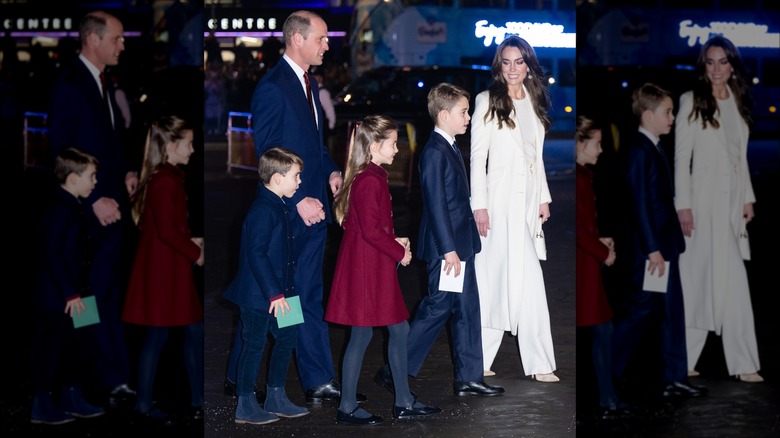 Prince william, kate middleton walking with their children