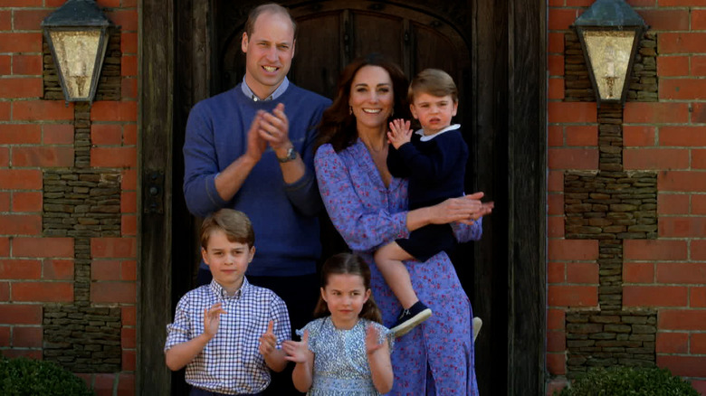 Prince William, Duke of Cambridge, Catherine Duchess of Cambridge, Prince George of Cambridge, Princess Charlotte of Cambridge and Prince Louis of Cambridge 