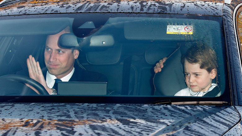 Prince William and Prince George in car