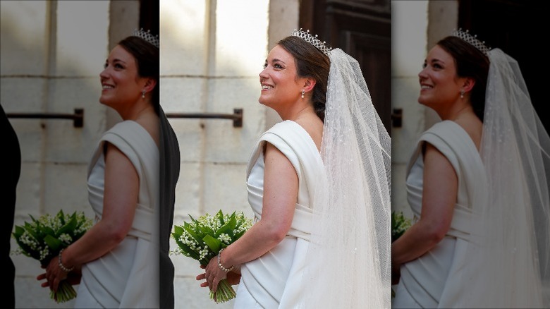 Princess Alexandra of Luxembourg smiling in gown