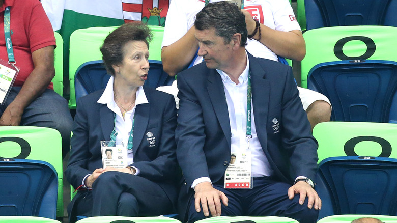 Princess Anne and Sir Timothy Laurence in conversation