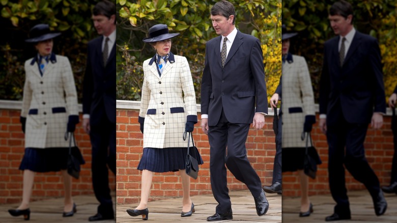 Princess Anne and Sir Timothy Laurence walking together