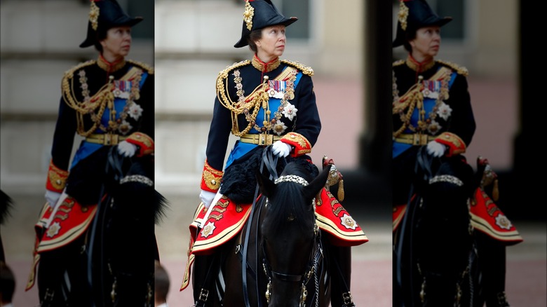 Princess Anne on horseback at Trooping the Colour