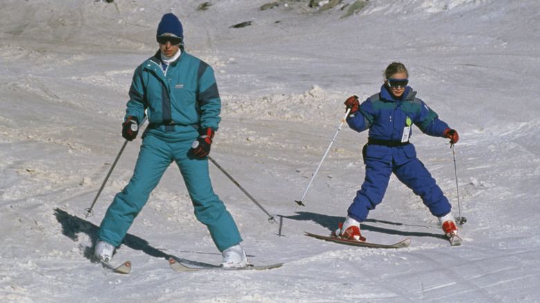 Princess Anne, Zara Philips, skiing in 1989