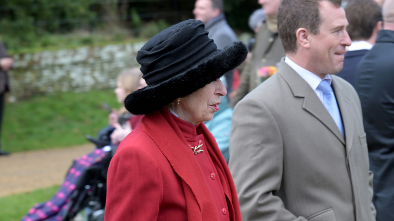 Princess Anne wears her black hat to Sandringham