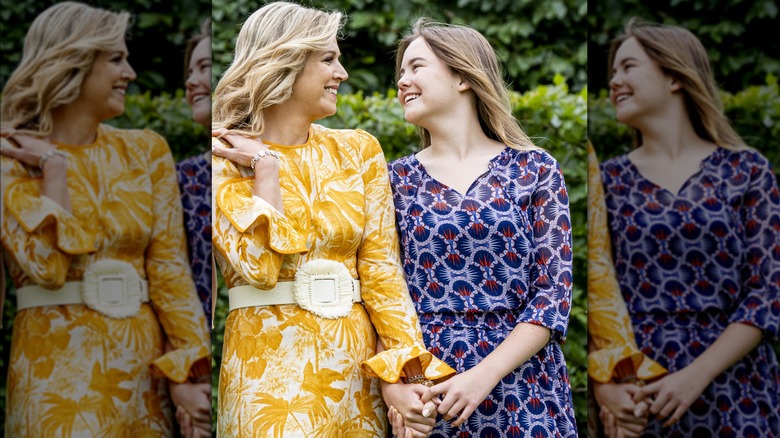 Queen Máxima and Princess Ariane smiling at each other