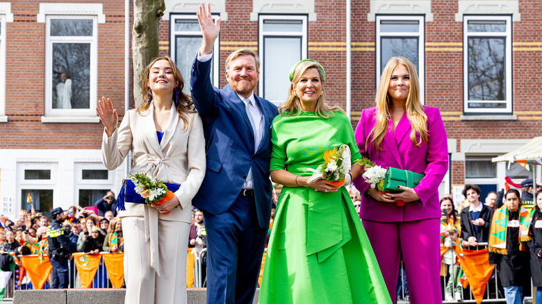 The Dutch royal family waving