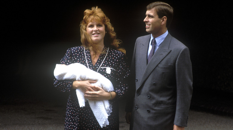 Sarah Ferguson and Prince Andrew with infant Princess Beatrice 