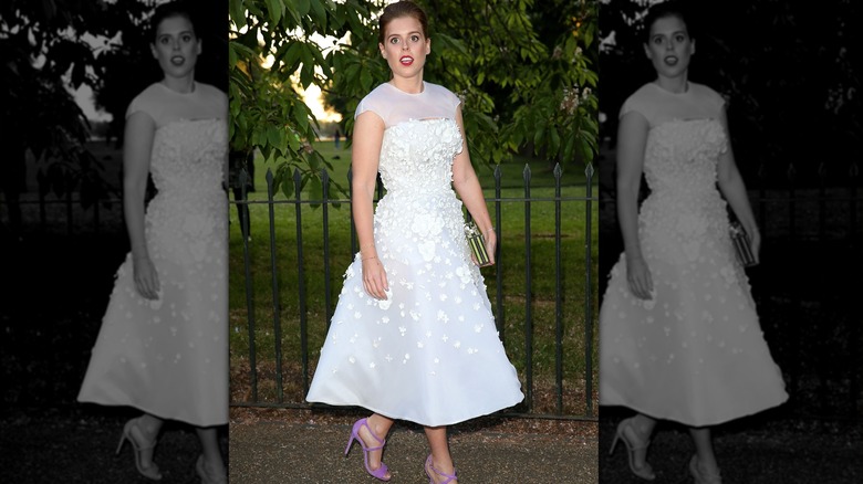 Princess Beatrice in a white floral midi dress