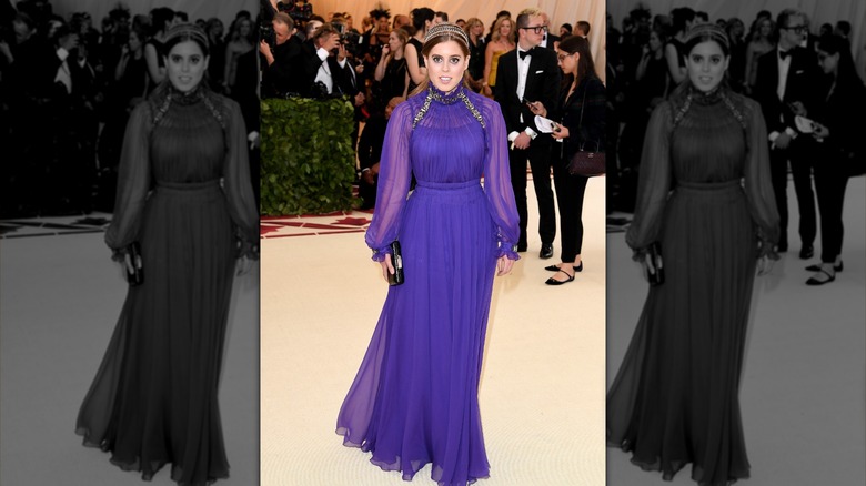 Princess Beatrice in purple gown at Met Gala 2018