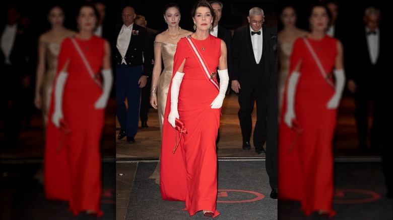 Princess Caroline in red gown