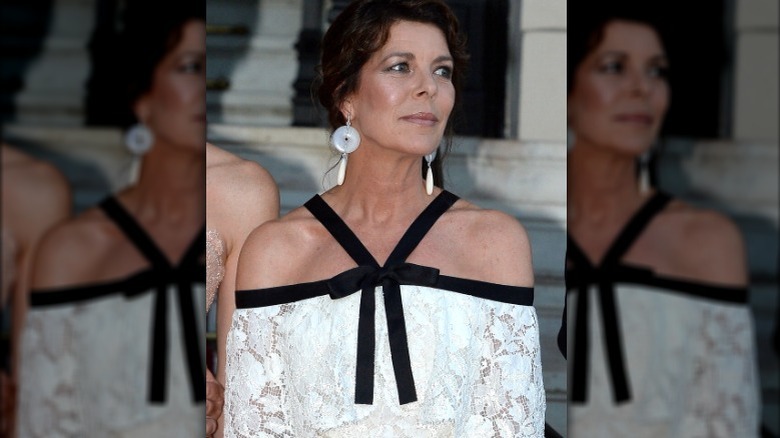 Princess Caroline in white and black