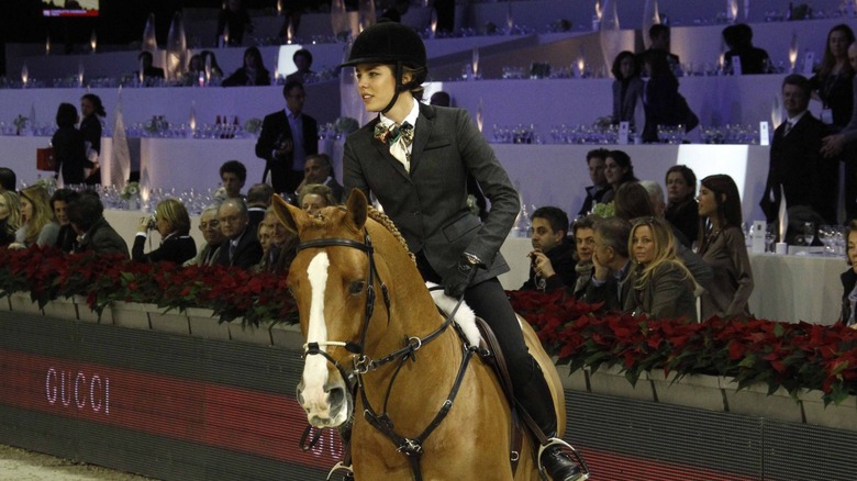 Charlotte Casiraghi riding her horse at the Gucci Grand Prix