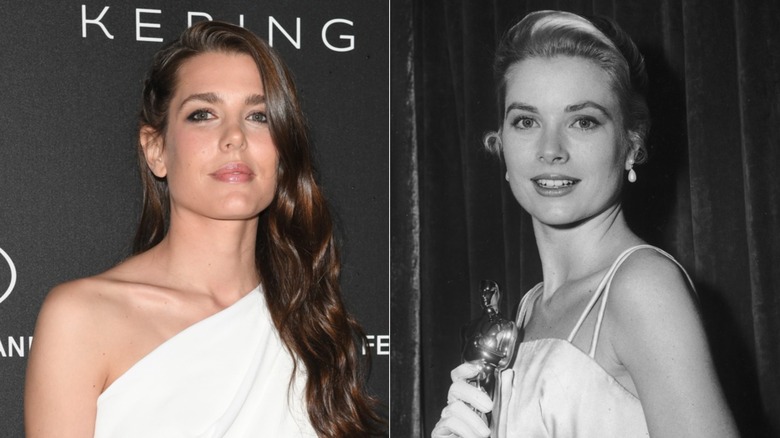 Split image of Charlotte Casiraghi and Grace Kelly