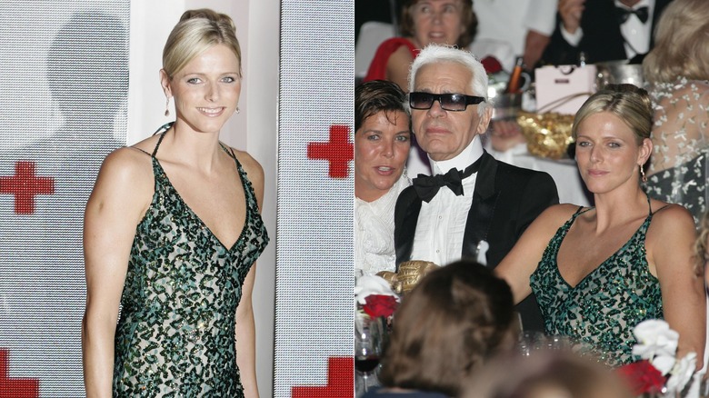 Charlene at Red Cross Ball; Charlene with Karl Lagerfeld