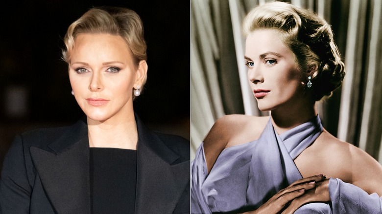 Split image of Princess Charlene & Grace Kelly