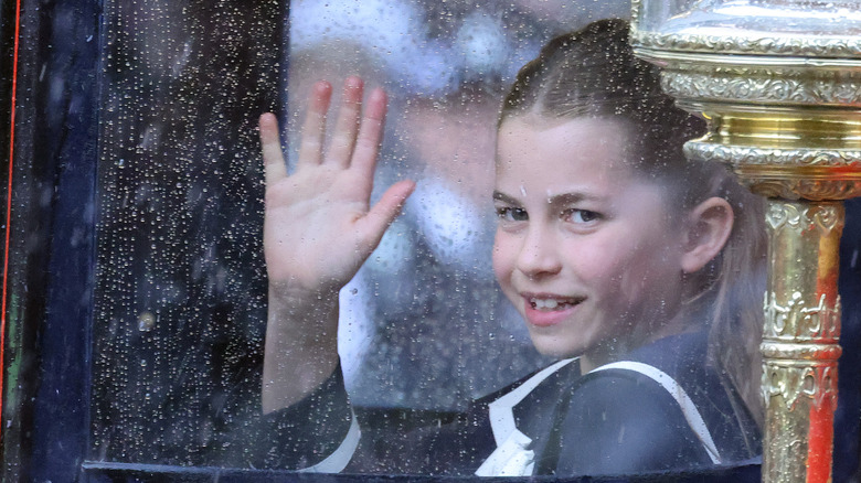 Princes charlotte waves at Trooping the Color