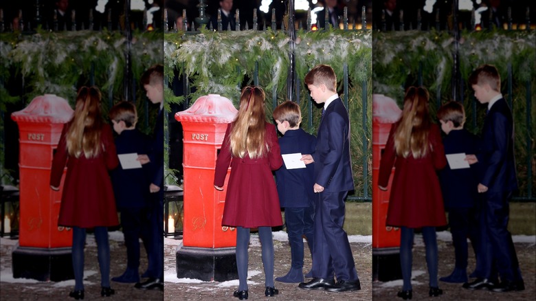 Princess Charlotte, Prince Louis, and Prince George posting cards