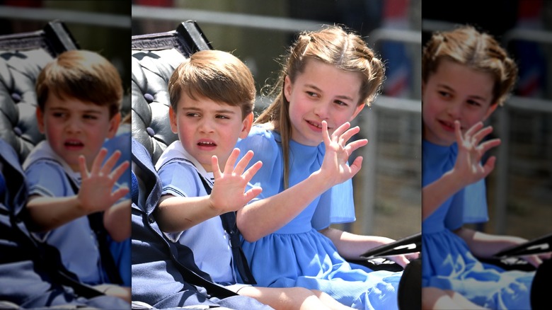 Prince Louis & Princess Charlotte waving