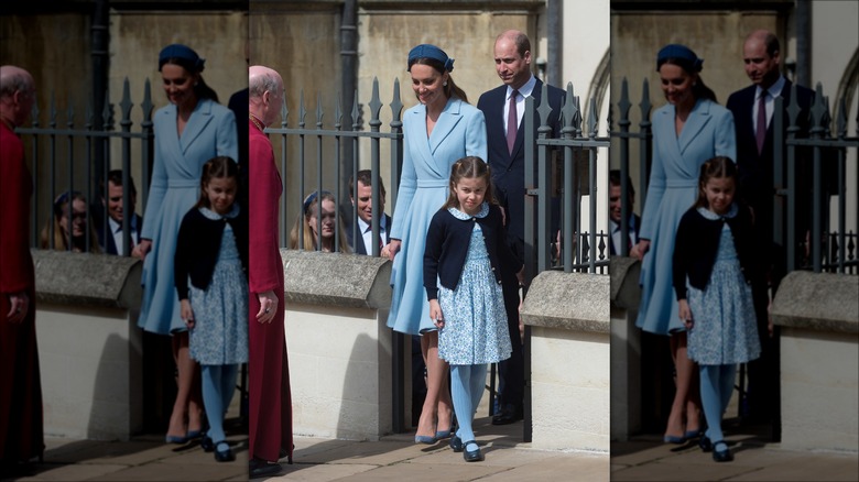 Princess Catherine and Princess Charlotte walking 