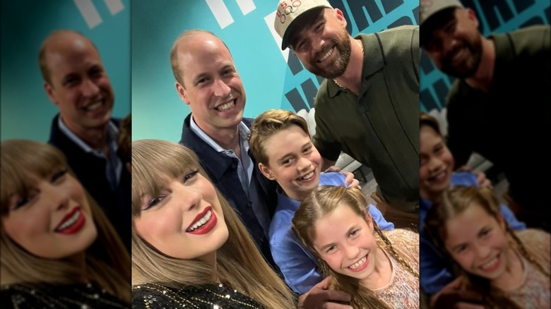 Taylor Swift, Prince William, Prince George, Princess Charlotte, Travis Kelce smiling selfie