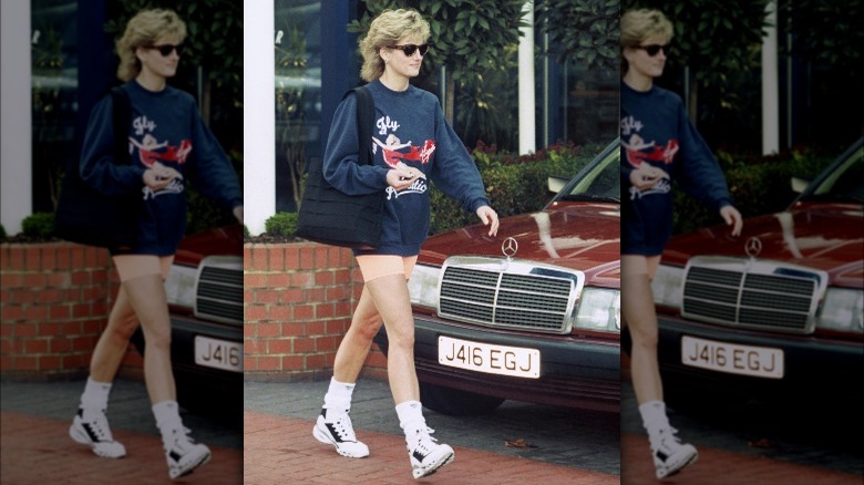 Diana Spencer leaving gym 