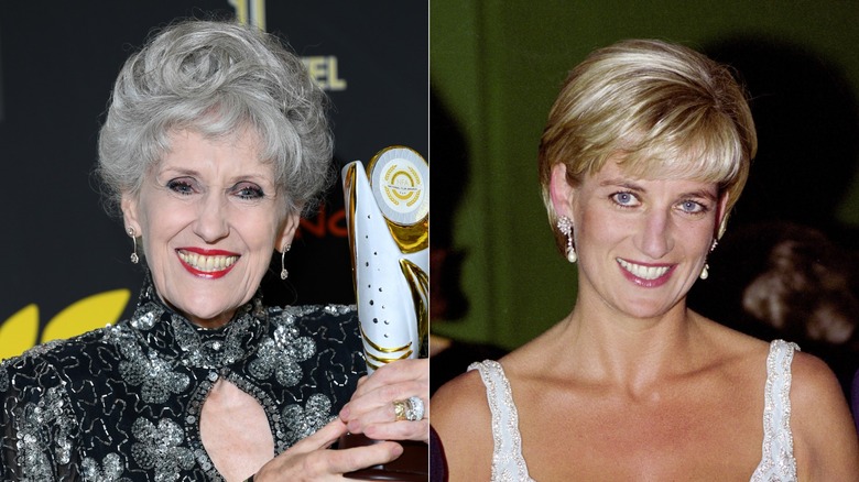 Anita Dobson smiling & Princess Diana smiling