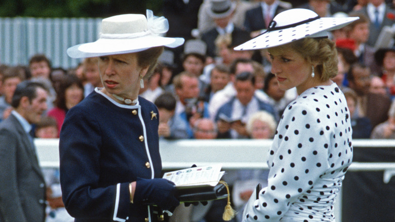 Princess Anne Princess Diana wearing polka dots