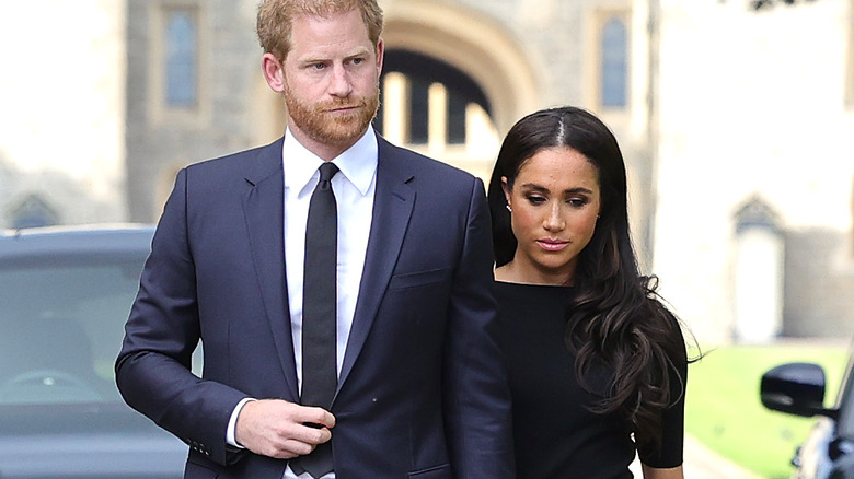 Harry and Meghan Markle arrive at Queen Elizabeth's funeral