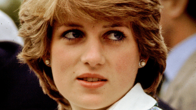 Princess Diana looking off to side