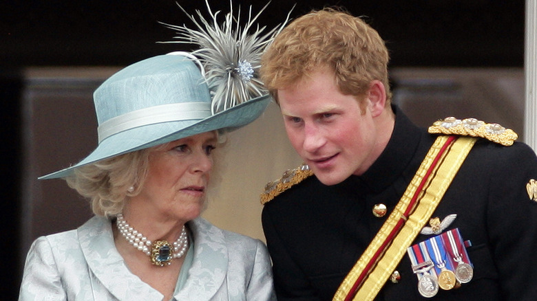 Camilla Parker Bowles talking to Prince Harry