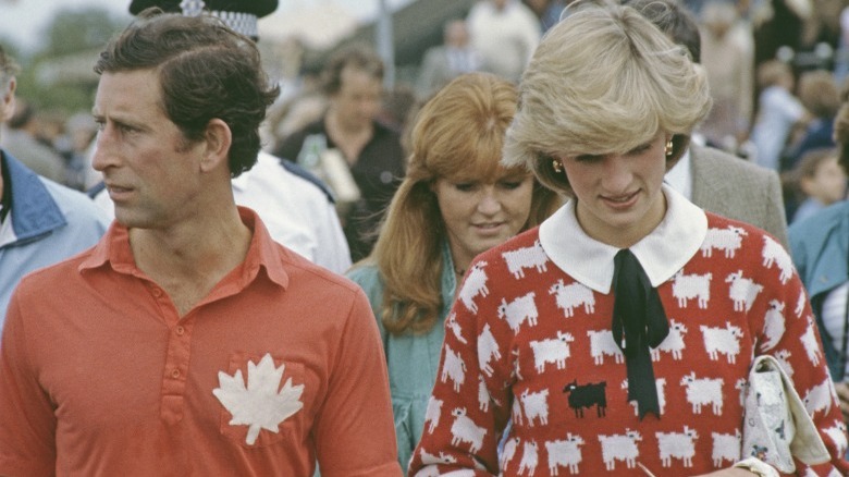 Prince Charles and Princess Diana walking