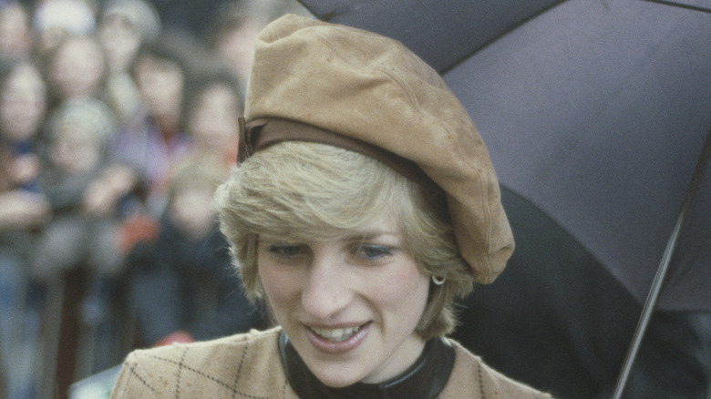 Princess Diana in brown beret 