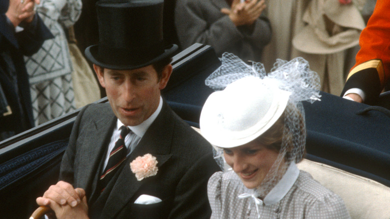 Princess Diana, Prince Charles riding in carriage 